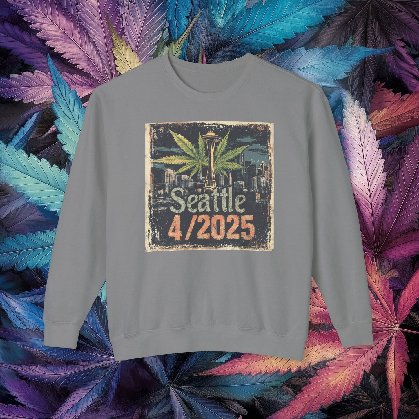 Seattle 420 Lightweight Crewneck Sweatshirt - Cannabis Vibe