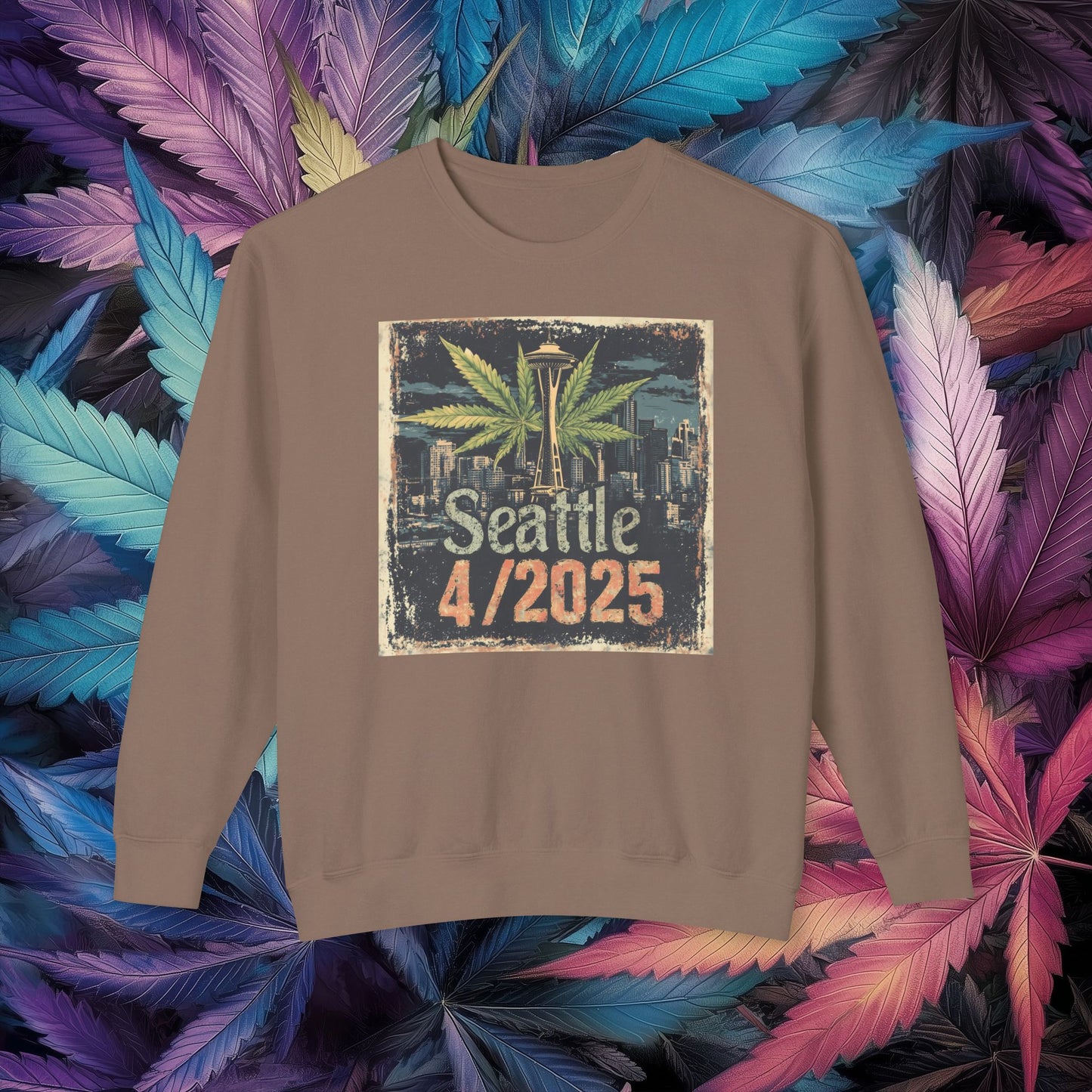 Seattle 420 Lightweight Crewneck Sweatshirt - Cannabis Vibe