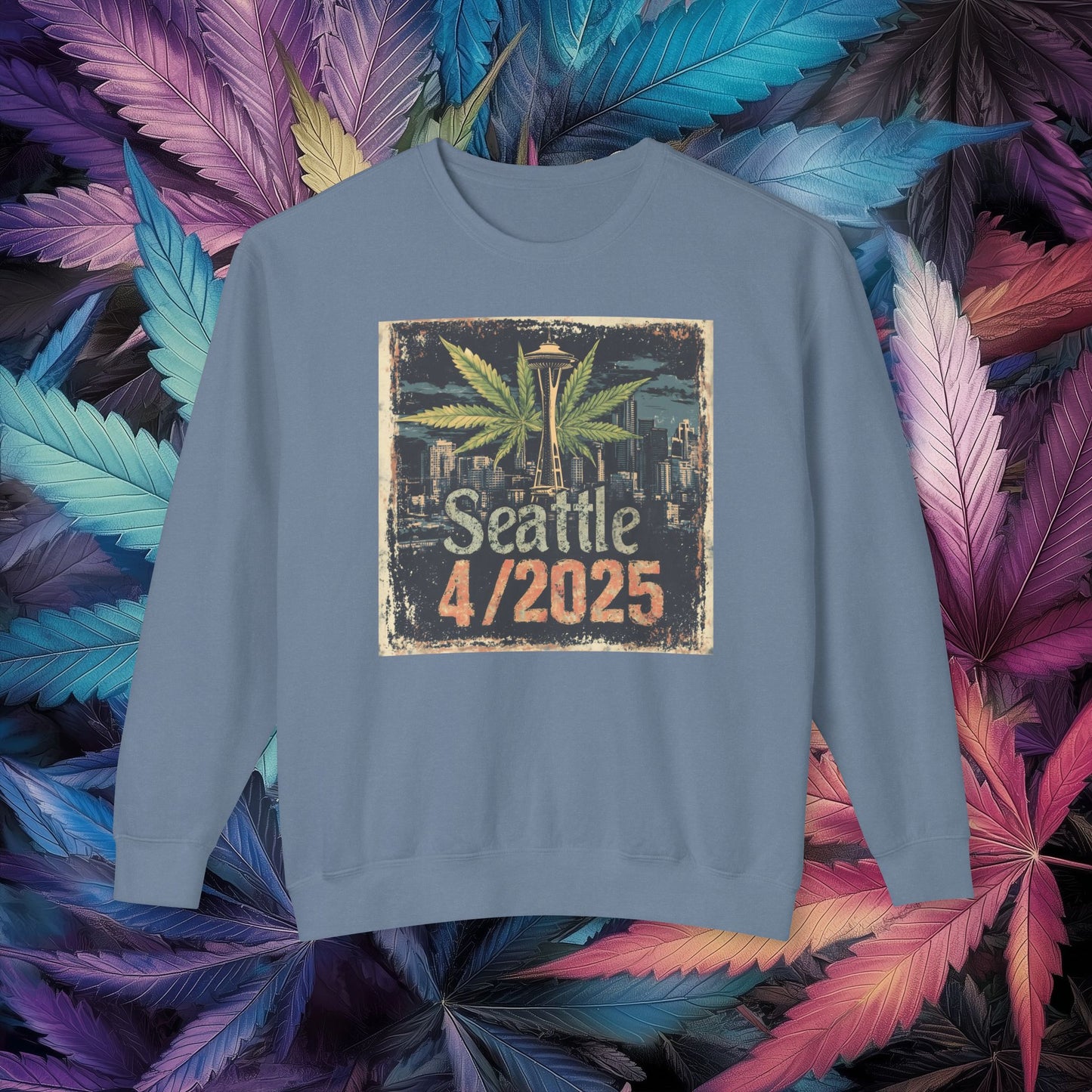 Seattle 420 Lightweight Crewneck Sweatshirt - Cannabis Vibe