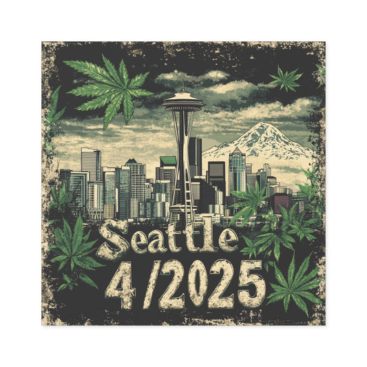 Seattle 2025 Cannabis-Themed Square Stickers - Indoor/Outdoor Decor