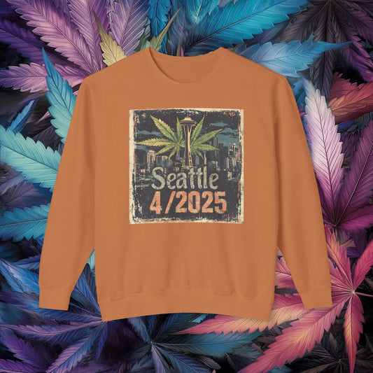 Seattle 420 Lightweight Crewneck Sweatshirt - Cannabis Vibe