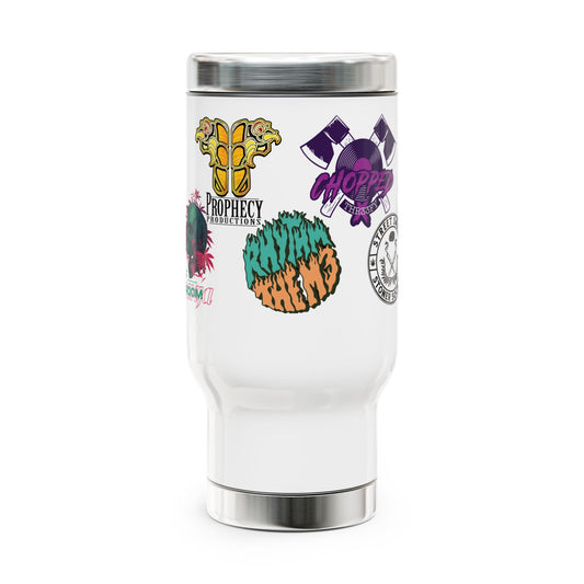 The RTM3 X Prophecy Productions "Stickers" 14oz Stainless Steel Travel Mug